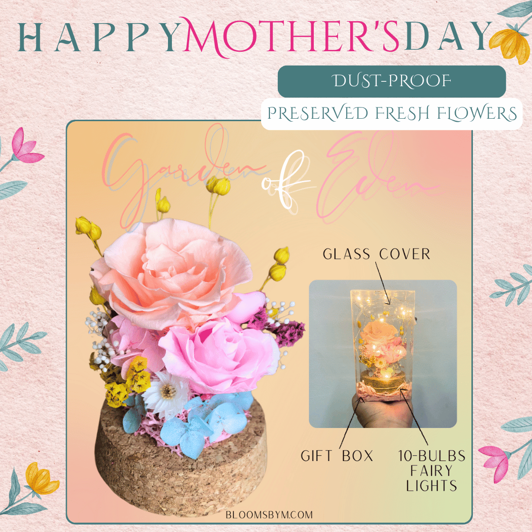 Mother's Day Highlights - Preserved Flowers - Garden of Eden in Peach