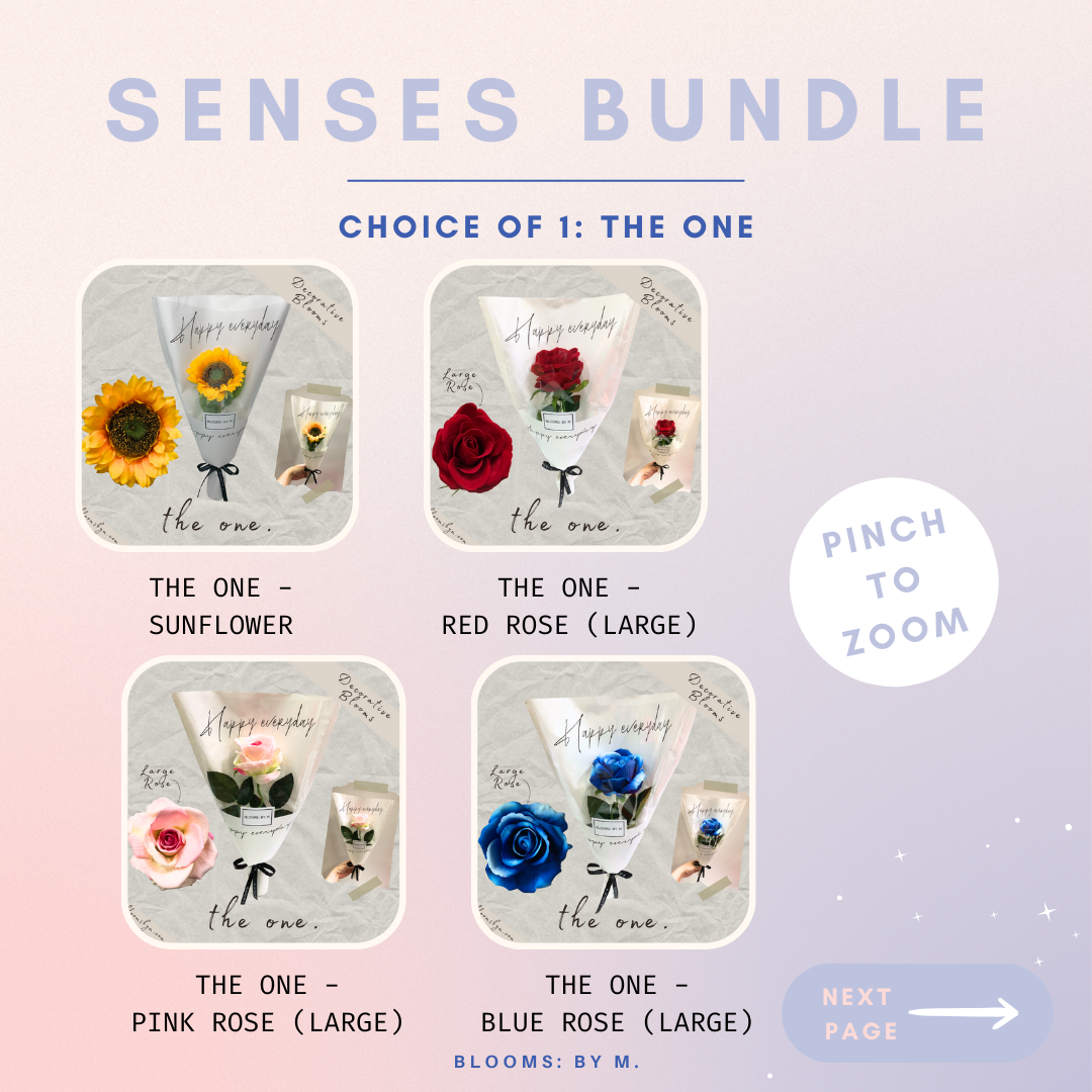 Senses Bundle -  The One Faux Flowers Bouquet + Beryl's Chocolate (Halal) + Candle