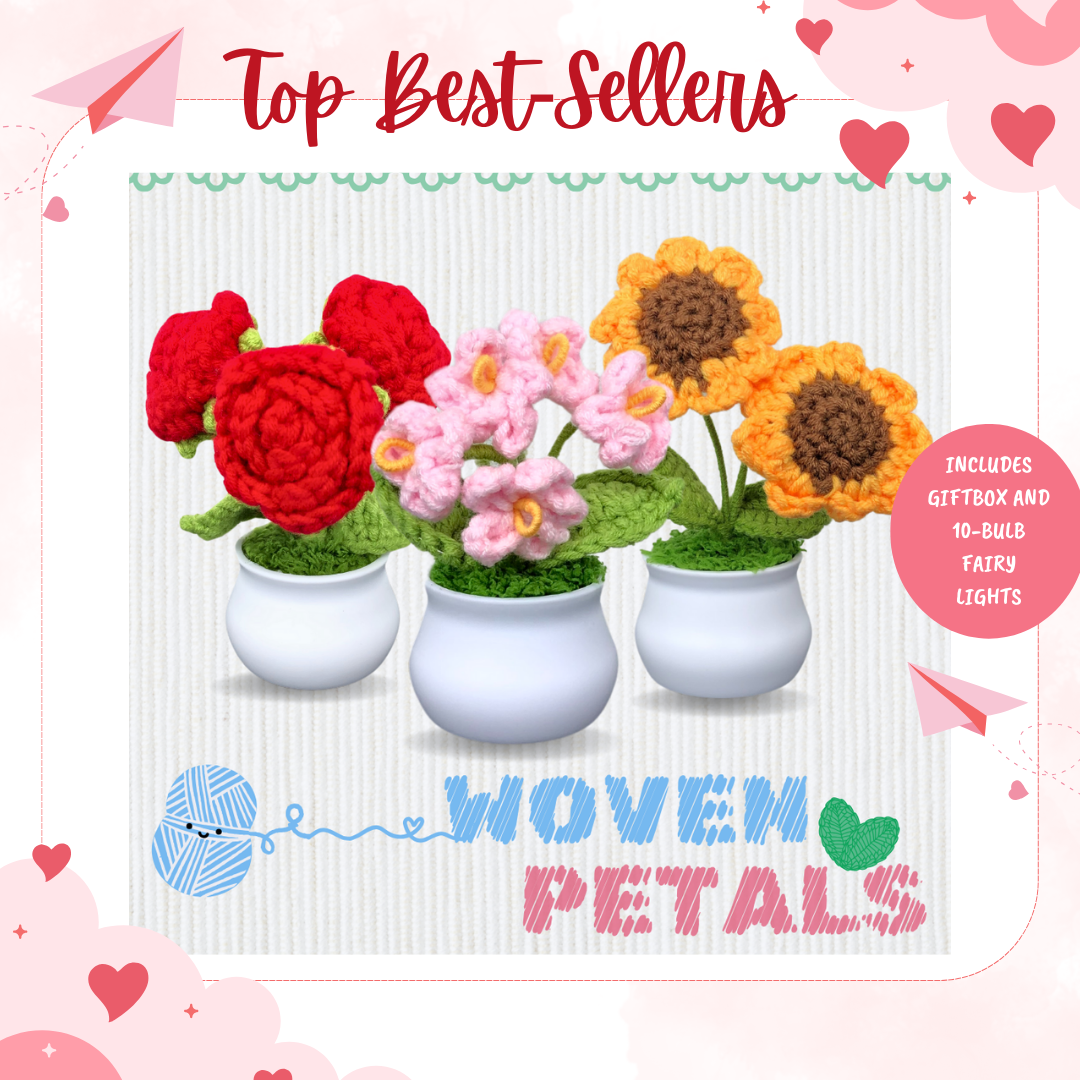 Top 10 Best Selling Flowers - Woven Petals - Crochet Knit Flowers