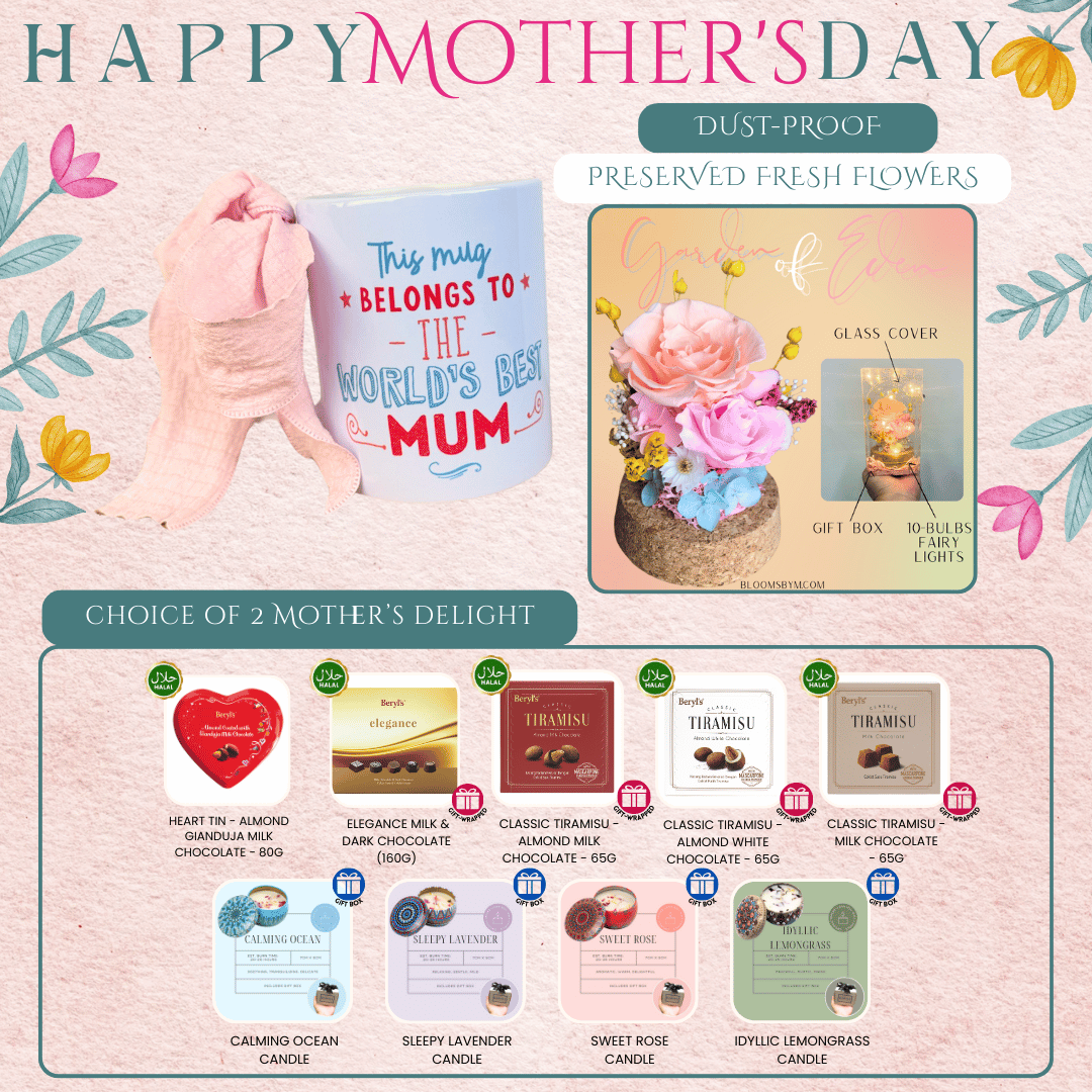 World's Best Mum Bundle - Preserved Flowers - Garden of Eden in Peach
