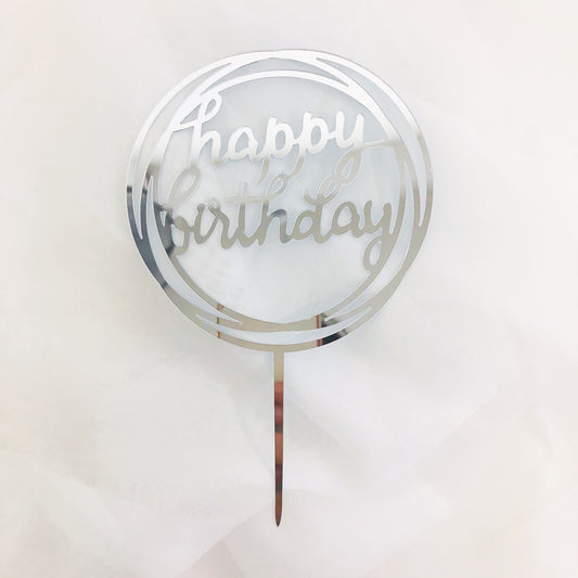 Happy Birthday Topper (Silver)