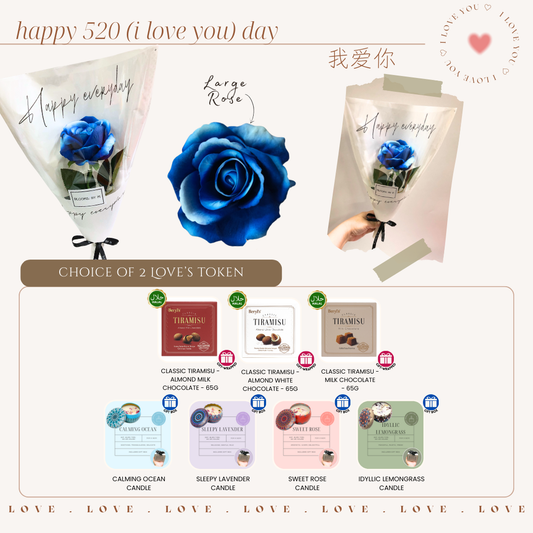 520 I Love You Bundle - Faux Flower Bouquet - The One Blue Rose