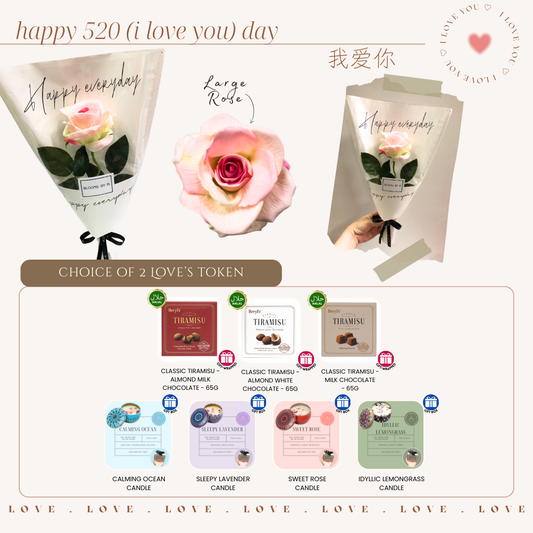 520 I Love You Bundle - Faux Flower Bouquet - The One Pink Rose