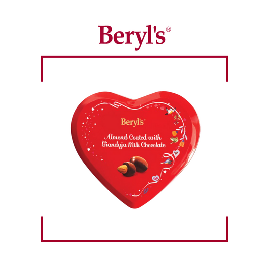 [Halal] Beryl's Heart Tin Almond Coated with Gianduja Milk Chocolate (80G)