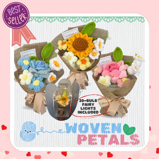 Best Sellers - Woven Petals - Crochet Knit Flowers Bouquet with Box