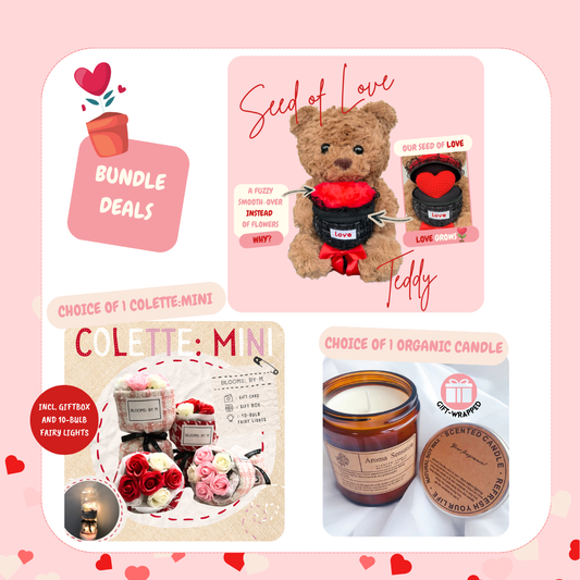 Seed of Love Teddy Bundle + Colette: Mini Soap Flower + Candle