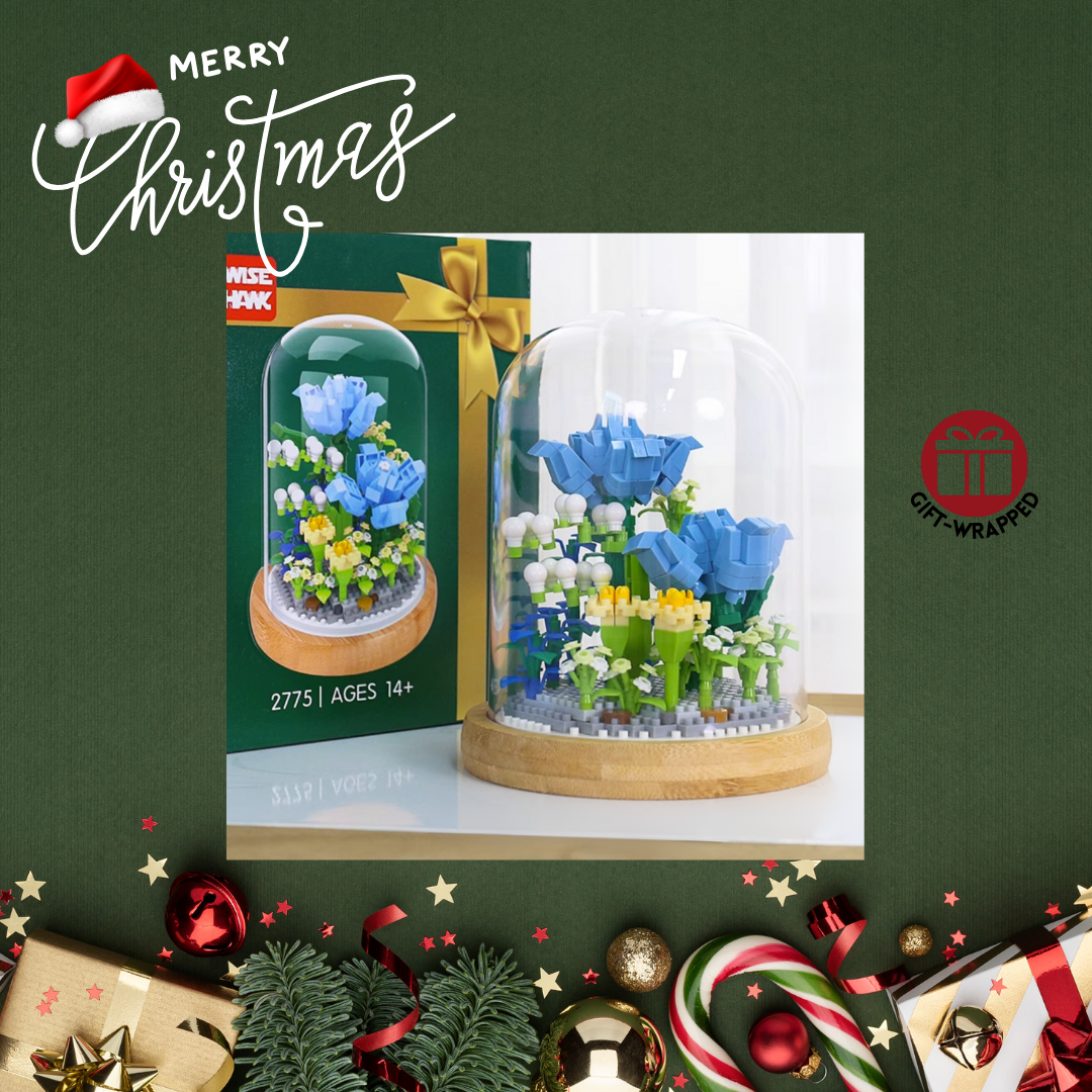 Christmas - Mini Glass Terrarium - Blue Roses (543 pieces)