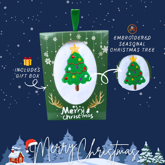 Christmas Tree Embroidered Hand Towel with Gift Box