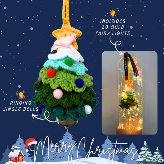 Classic Merry Christmas Tree with Lights (Woven Crochet)