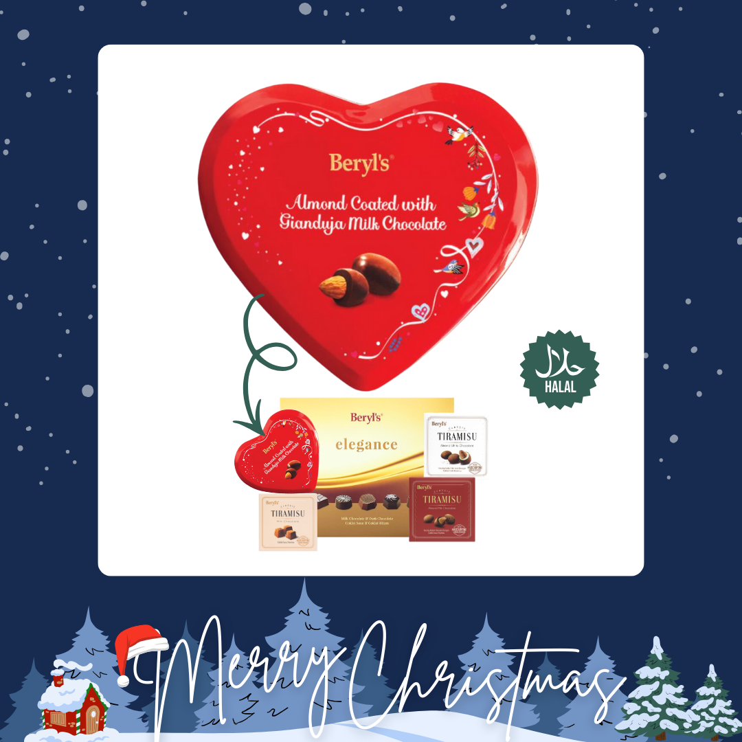 Christmas - [Halal] Beryl's Heart Tin Almond Gianduja Milk Choc (80G)