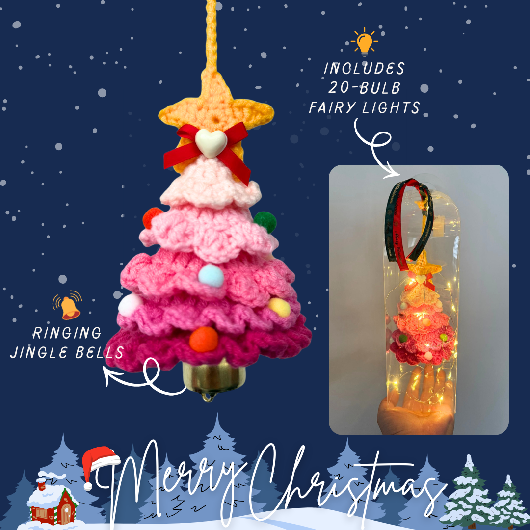 Paradise Pink Christmas Tree with Lights (Woven Crochet)
