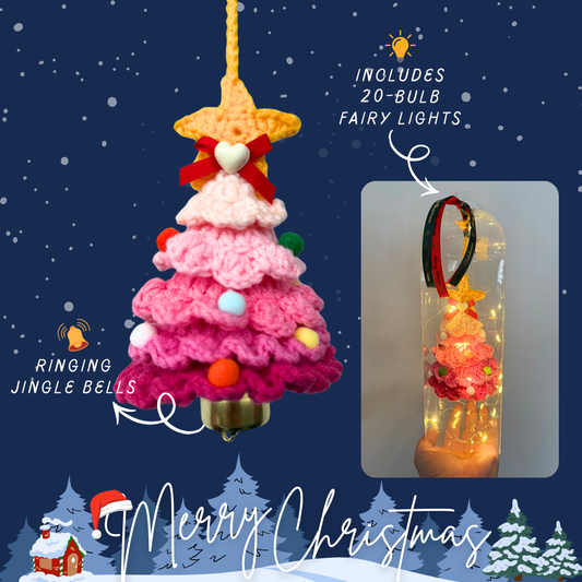 Paradise Pink Christmas Tree with Lights (Woven Crochet)