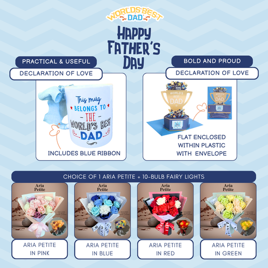 Father's Day Bouquet Bundle - Best Dad Mug + Best Dad Standee + Aria Petite