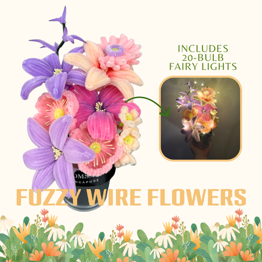Fuzzy Wire Flowers in a Pot - Purple