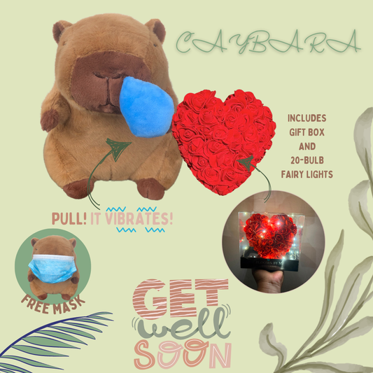 Get Well Soon Capybara + Heart of Love - Foam Flowers Box