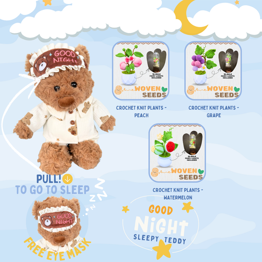 Good Night, Sleepy Teddy + Crochet Knit Plants Woven Seeds Bundle