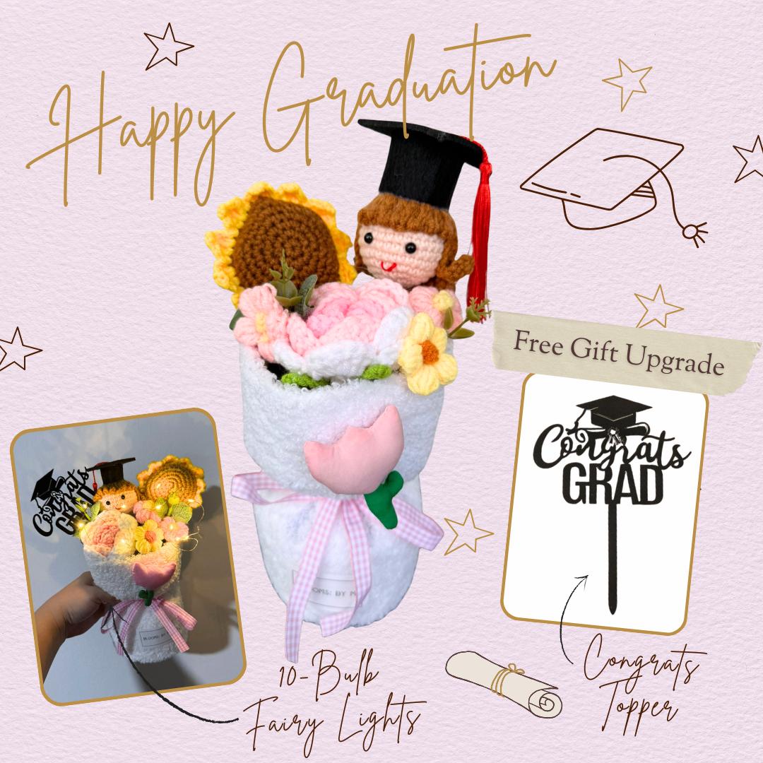 Missy Radiant Graduation Scholar Pink - Crochet Faux Bouquet