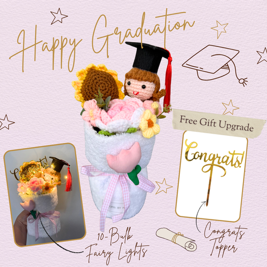 Missy Radiant Graduation Scholar Pink - Crochet Faux Bouquet