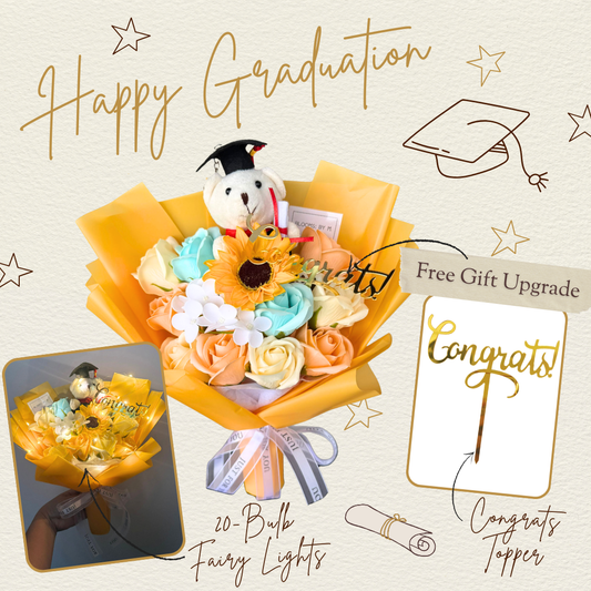 Smiling Success Graduation - Soap Faux Flowers Bouquet