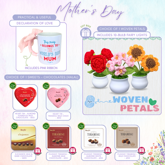 [Halal] Mother's Sweets Bundle - Best Mum Mug + Woven Petals + Chocolates