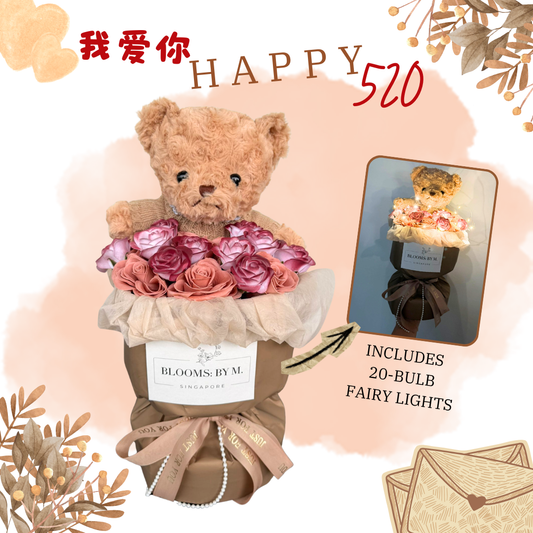 Happy 520 - Maple Teddy Soap Flowers Bouquet  (520恒爱小熊花束)