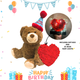 Soft Toy Plushie-Birthday Teddy + Heart of Love - Foam Flowers Box