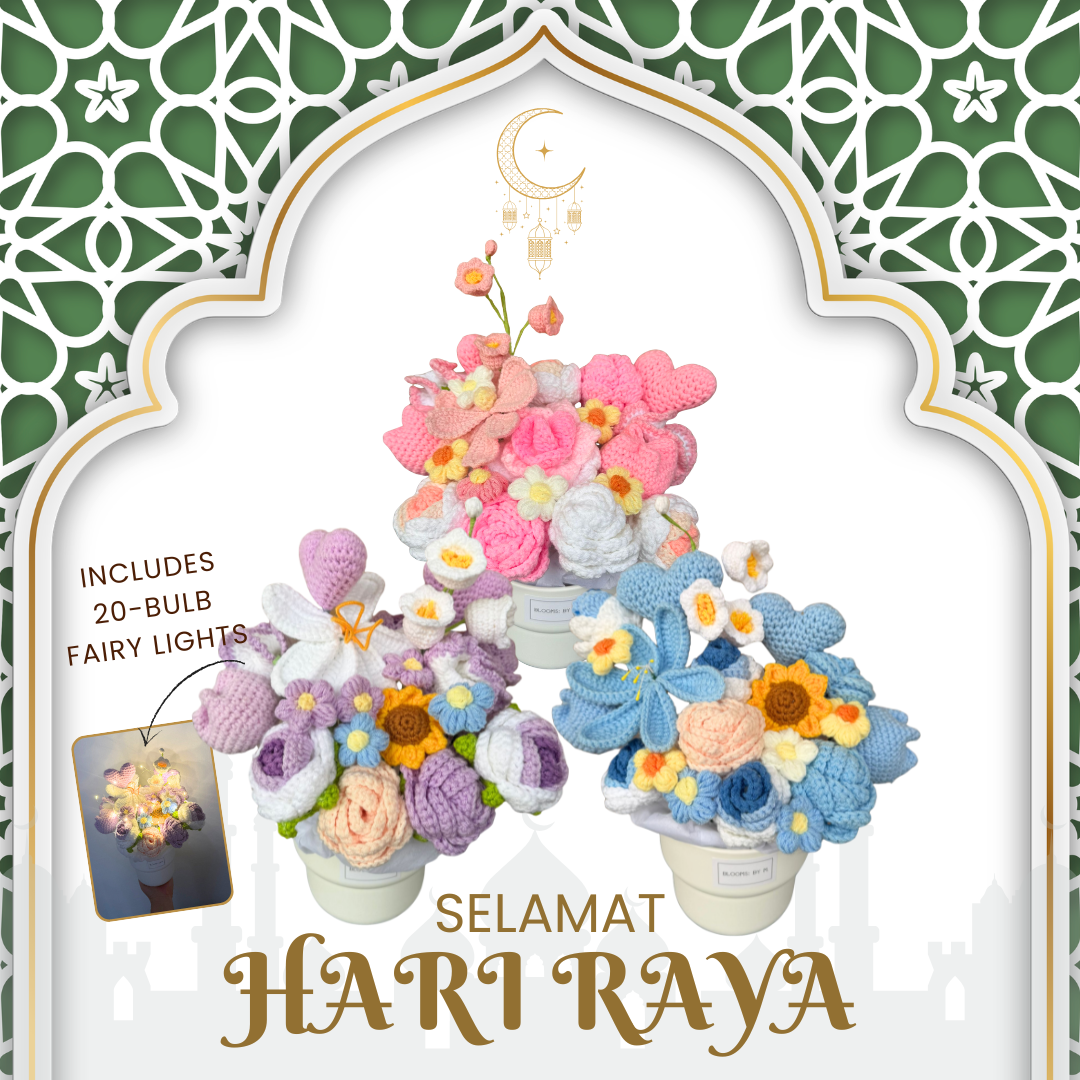 Hari Raya 2026 - Crochet Pots - Calming Blue