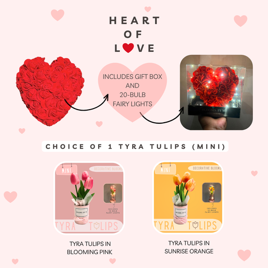 Heart of Love - Foam Flowers with Box + Faux Tulips Flower Box-Tyra Tulips Mini Bundle