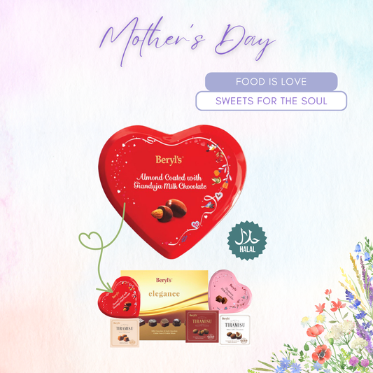 Mother's Day - [Halal] Beryl's Red Heart Tin Almond Gianduja Milk Choc (80G)
