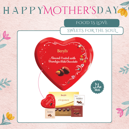 Mother's Day Add-Ons - [Halal] Beryl's Heart Tin Almond Coated with Gianduja Milk Chocolate (80G)