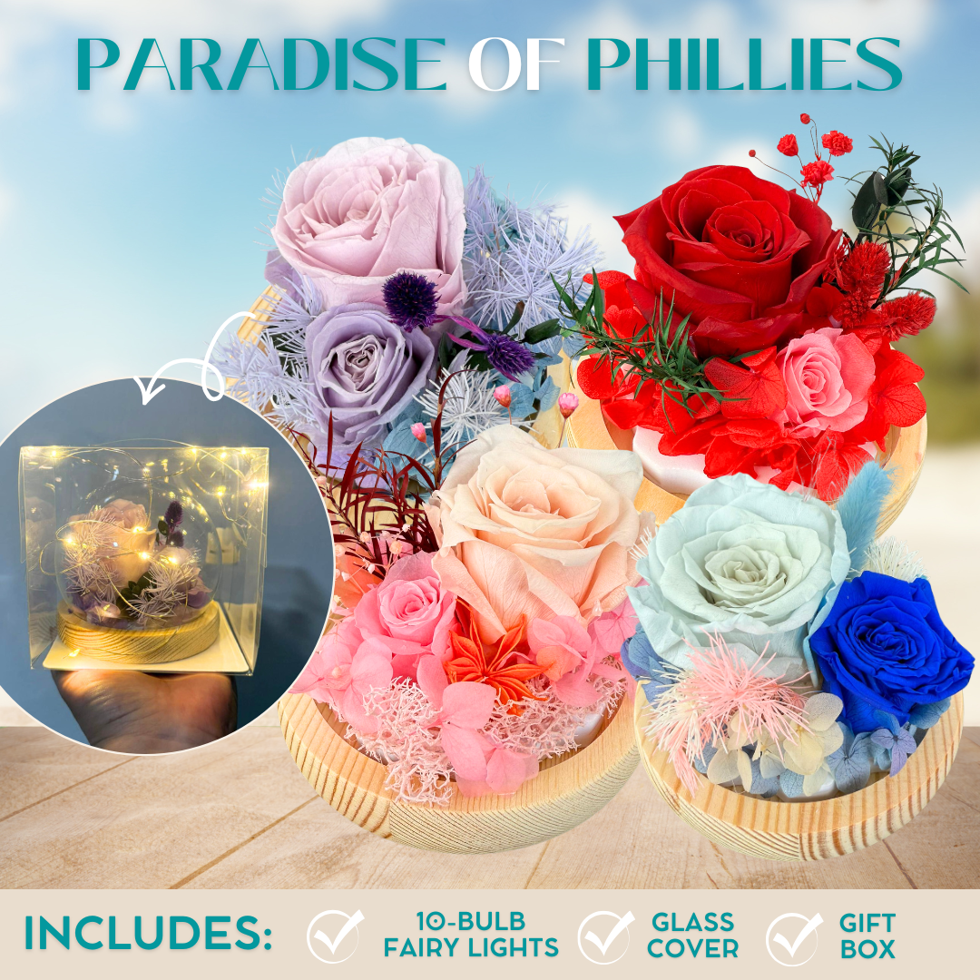 Paradise of Phillies in Purple - Preserved Flowers Glass Dome
