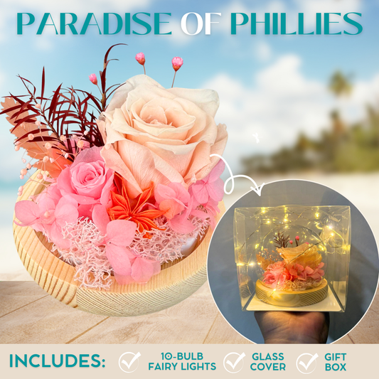 Paradise of Phillies in Pink - Preserved Flowers Glass Dome
