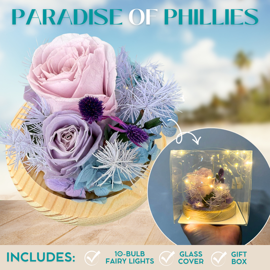 Paradise of Phillies in Purple - Preserved Flowers Glass Dome