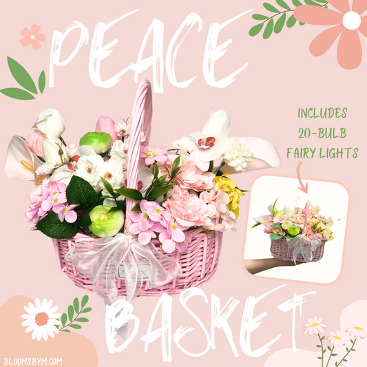 Peace Basket - Faux Soap Flower Rattan Basket