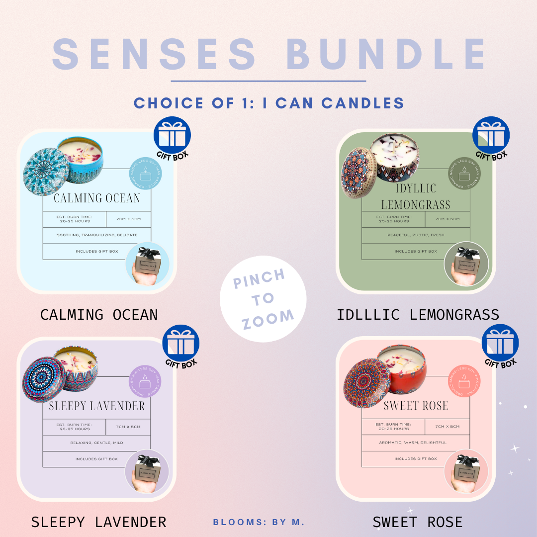 Mother's Day Senses Bundle - Colette: Mini Soap Flowers Bouquet + Beryl's Chocolate (Halal) + Candle