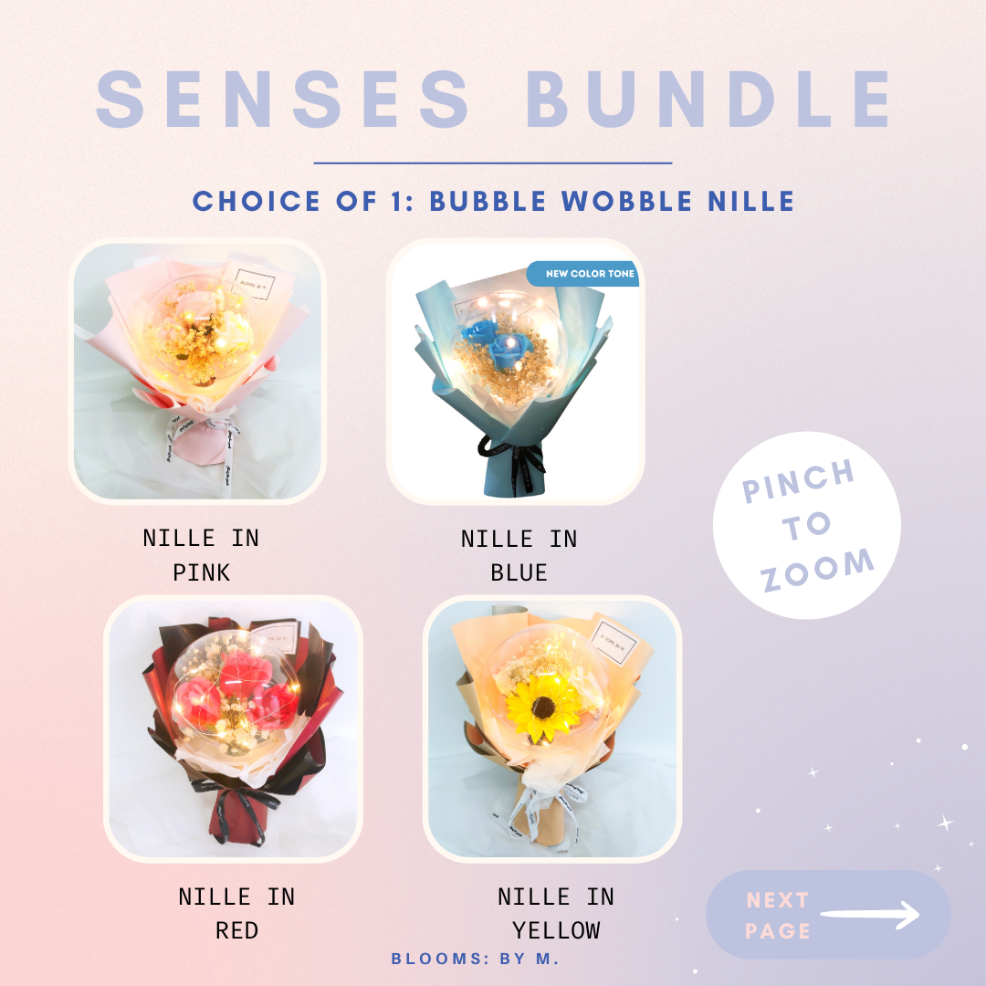 Senses Bundle - Nille Soap Flowers Bouquet + Beryl's Chocolate (Halal) + Candle