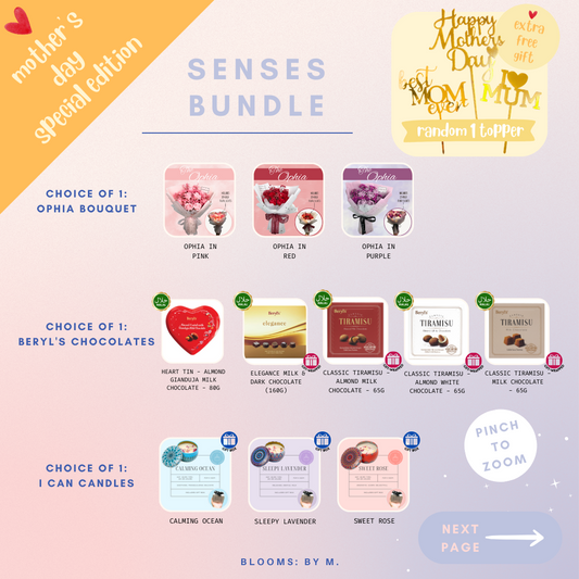 Mother's Day Senses Bundle - Ophia Soap Flowers Bouquet + Beryl's Chocolate (Halal) + Candle