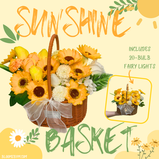 Sunshine Basket - Faux Soap Flower Rattan Basket