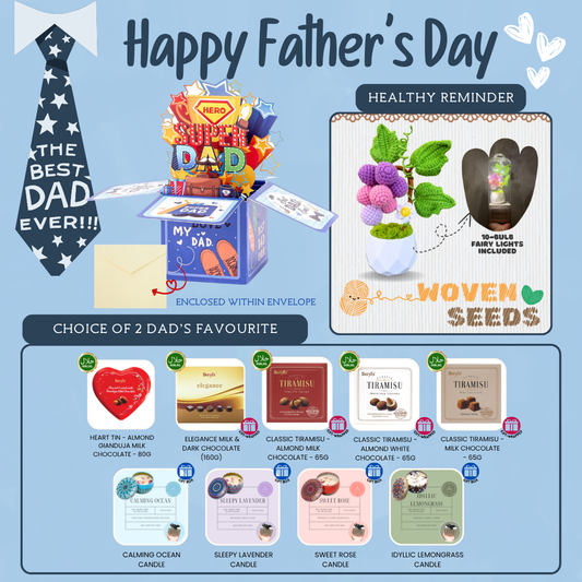 Super Hero Dad Mini Standee Bundle with Woven Crochet Plants - Grape