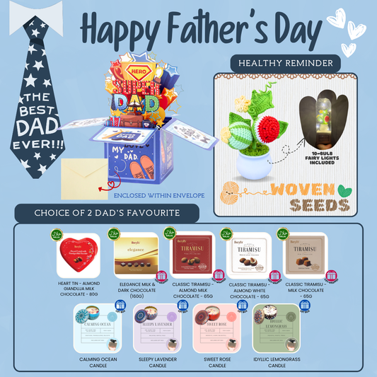 Super Hero Dad Mini Standee Bundle with Woven Crochet Plants - Watermelon