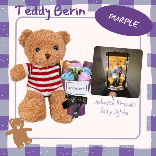 Teddy Erin Stripe Sweater with Purple Mini Bouquet Gift Set