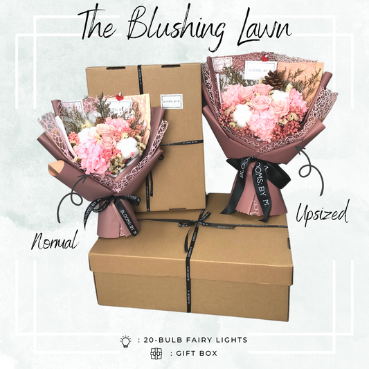 Preserved Rose Flower Bouquet Box - The Blushing Lawn (Premium) in Pink