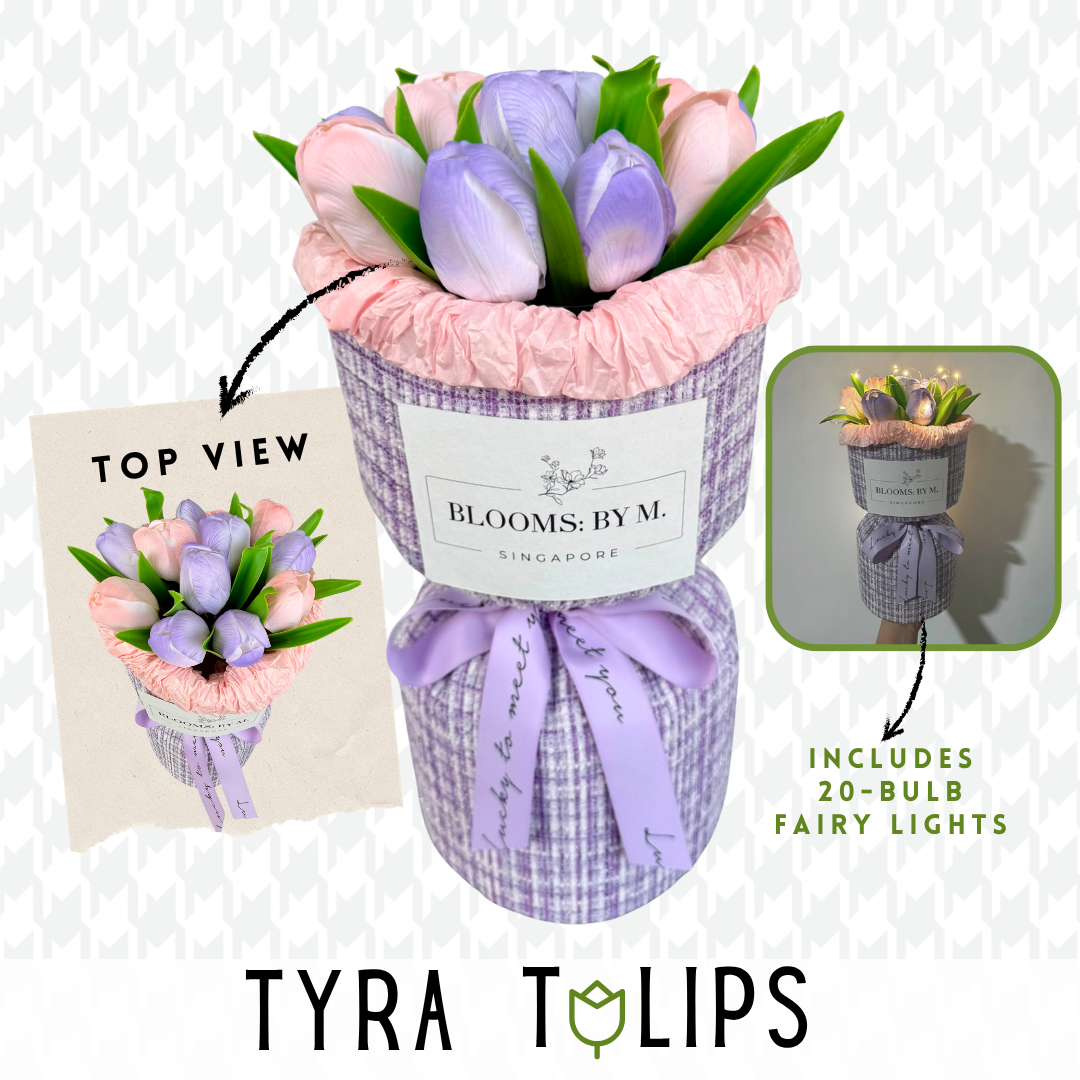 Tyra Tulips - Purple with Pink (Soap Flowers Bouquet)
