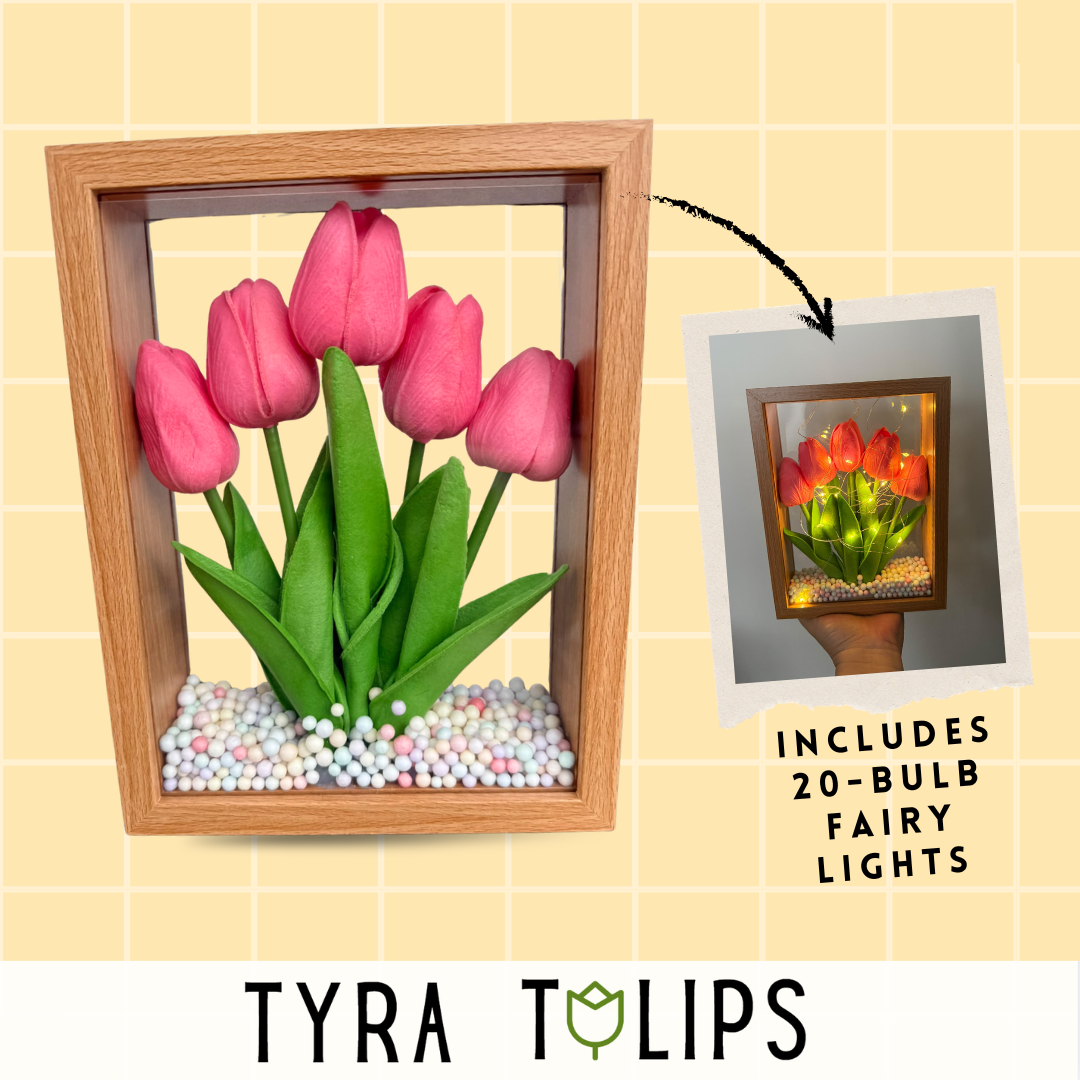 Tyra Tulips Frame - Pink (Soap Flowers)