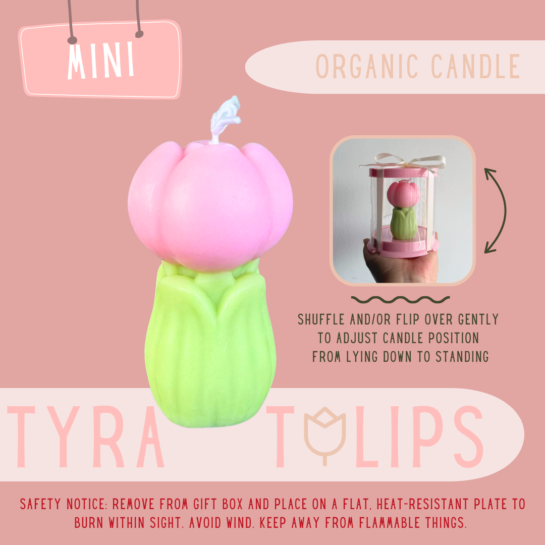 Tyra Tulips Pink Mini Organic Candle - White Peach Oolong