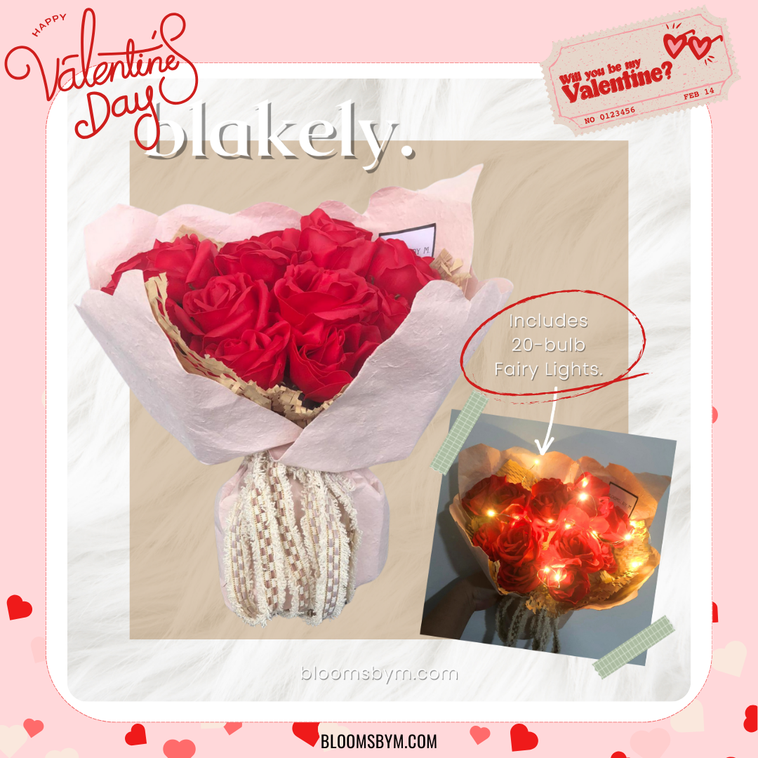 VDay 2026 - Best Sellers - Blakely Crimson Roses - Soap Flower Rose Bouquet