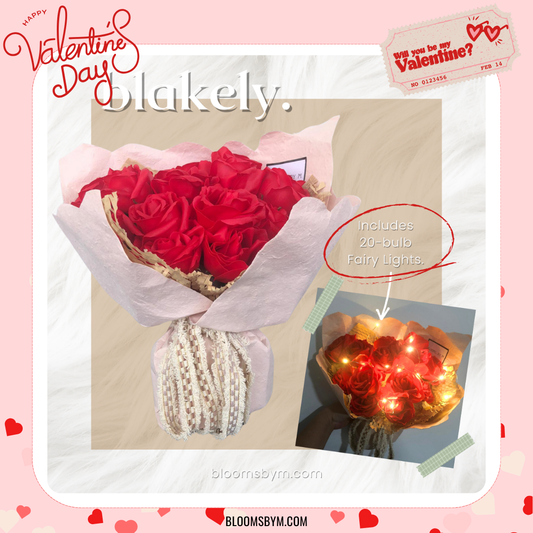 VDay 2026 - Best Sellers - Blakely Crimson Roses - Soap Flower Rose Bouquet