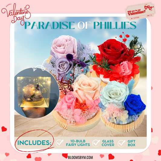 VDay 2026 - Best Sellers - Paradise of Phillies - Preserved Flowers Glass Dome
