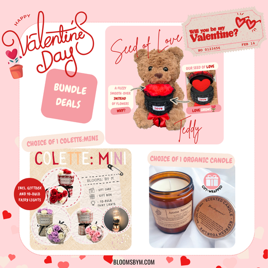 VDay Bundle - Seed of Love Teddy + Colette: Mini Soap Flower + Candle