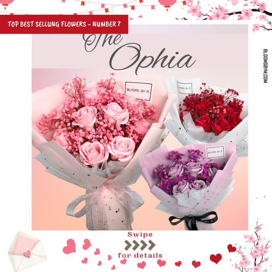 Top 7 - Soap Flower Rose & Preserved Baby Breath Bouquet - Ophia